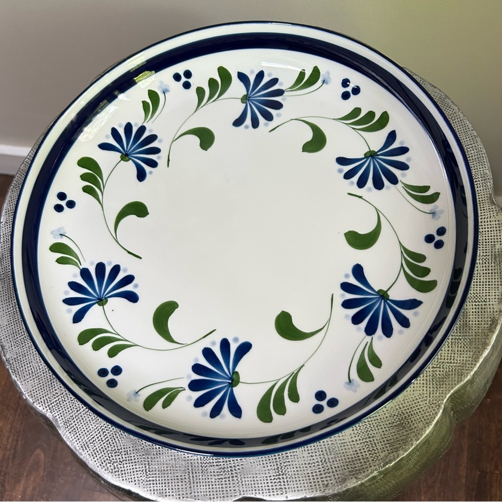 Dansk ~ Handpainted Floral Vintage Sage Song Deep 13” Round Platter - Picture 3 of 9